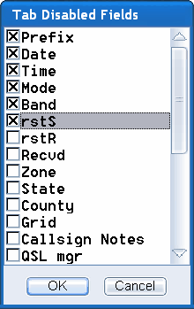 Screen shot Tab disabled fields