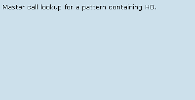 Text Box: Master call lookup for a pattern containing HD.