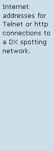 Text Box: Internet addresses for Telnet or http connections to a DX spotting network. 